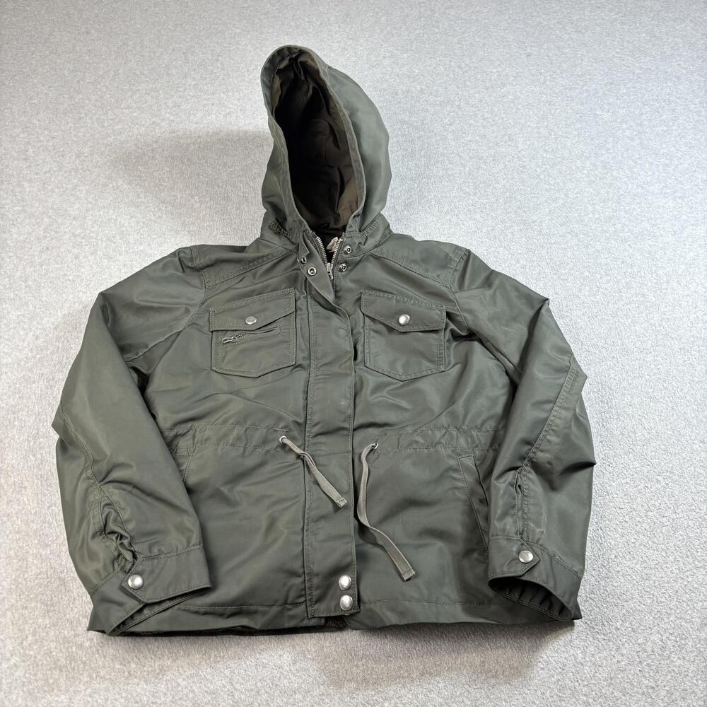 J Crew Jacket Womens 6 Green Hooded Sherpa Lined Coat Military Heritage Barn Y2K